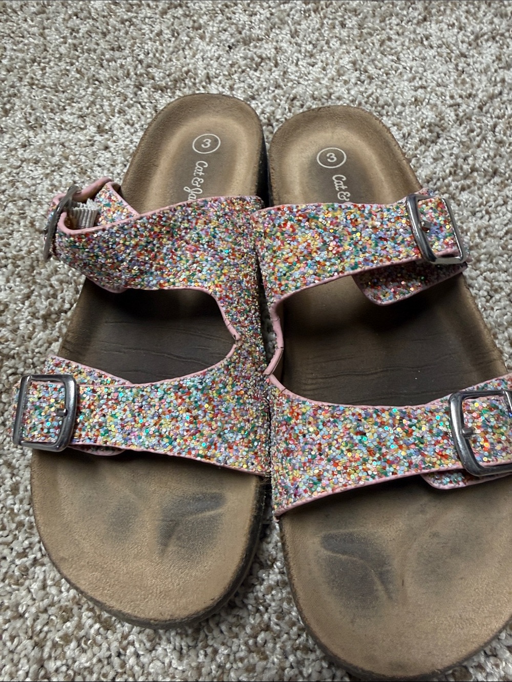 Cat & Jack Multicolor Glitter Double-Buckle Sandals